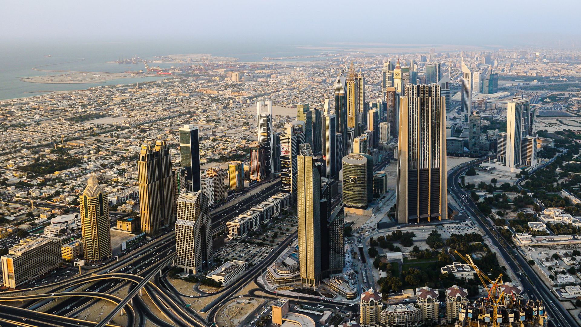 Aerial view of Dubai's downtown skyline